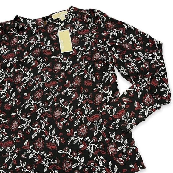 Michael Kors Maroon Floral Blouse - Picture 1 of 12
